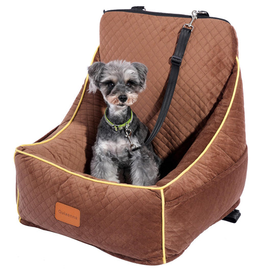 Dog Car Seat for Small/Medium Dogs,Luxury Dog Booster Seat for Front or Back Seats,Dog Seat Travel Bed Detachable & Washable,Thickened Memory Foam Filling Pet Car Seat Up to 35lbs（Grey）