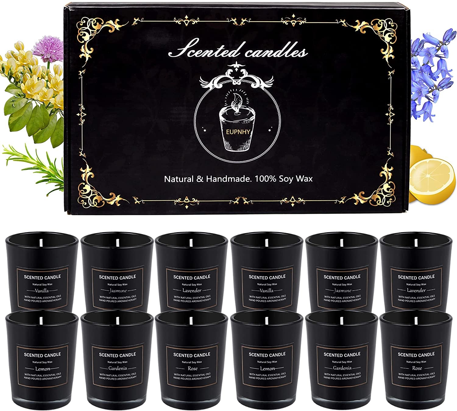 12 Pack Scented Candles Gift Set 2.5Oz Strong Fragrance Aromatherapy Jar Candle Set Soy Wax Decorative Candles for Home Scented Bath and Body Works Candles Best Gifts for Women.