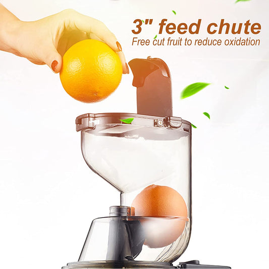 Slow Masticating Juicer Cold Press Juice Extractor Apple Orange Citrus Juicer Machine with Wide Chute Quiet Motor for Fruit Vegetables