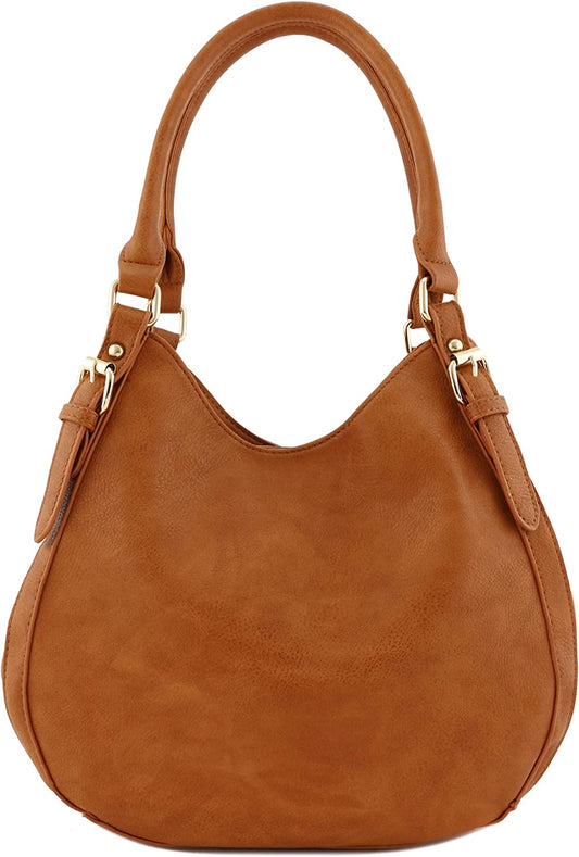 Light-Weight 3 Compartment Faux Leather Medium Hobo Bag