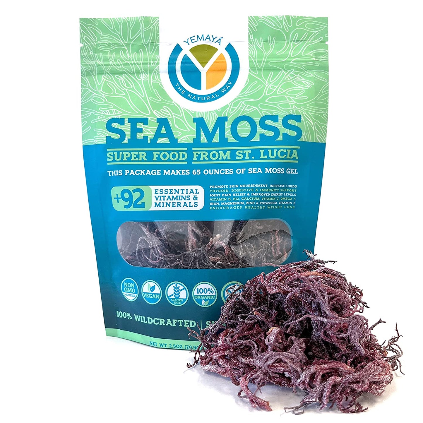 Organic Sea Moss | 100% Wildcrafted, Raw, Sun-Dried | Makes 65Oz of Sea Moss Gel | Gold, Purple (Gold)