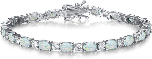 FANCIME Birthstone Bracelets Sterling Silver Tennis Bracelets Charm Fine Jewelry for Women Girls 7"…