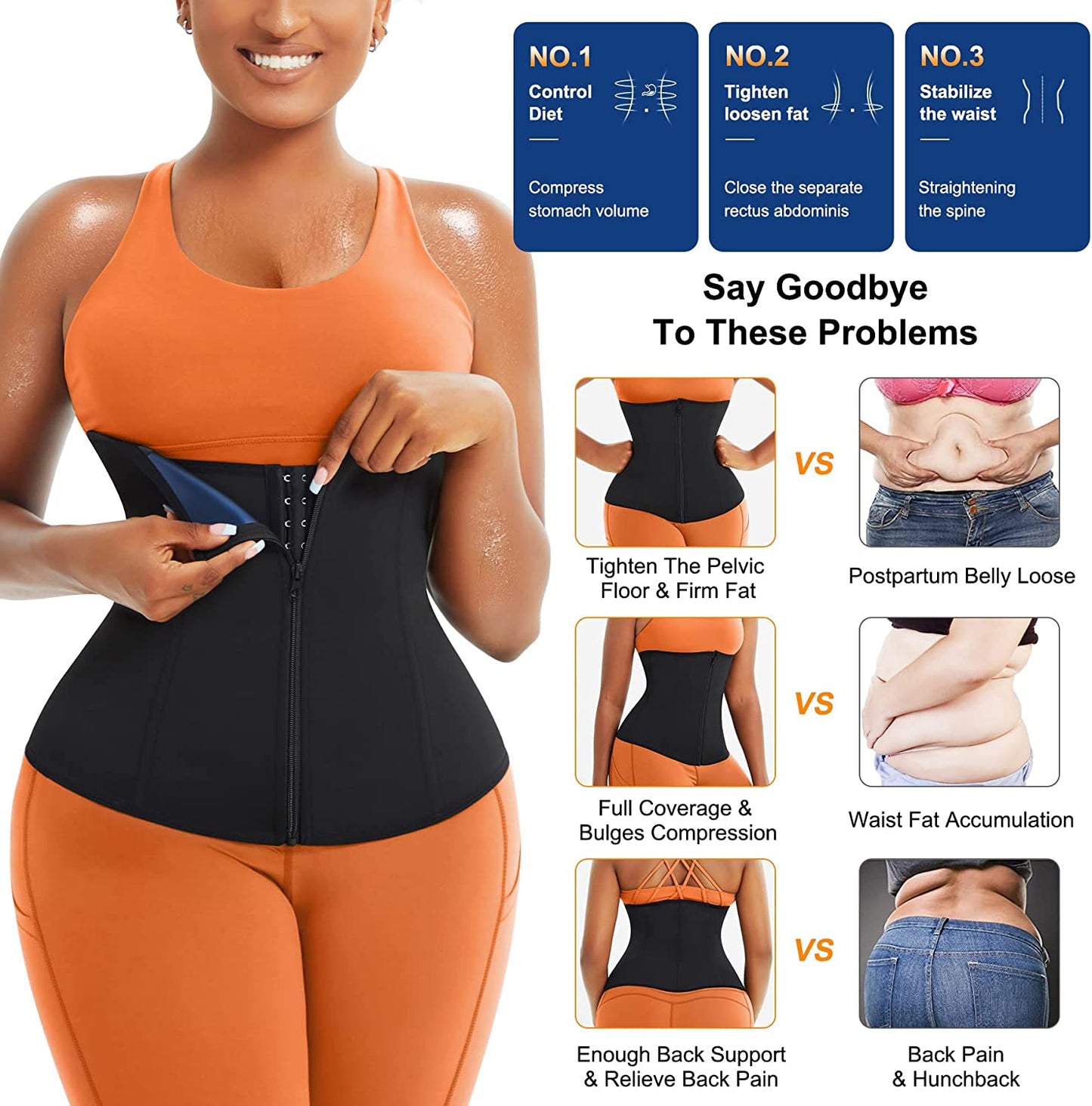 Women Waist Trainer Trimmer Corset Weight Loss Tummy Wrap Workout Belt Sweat Belly Band Sports Girdle Sauna Suit