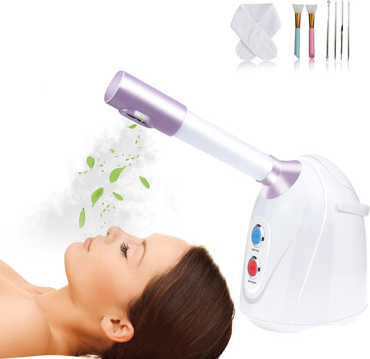 Nano Facial Steamer with Extendable Arm, Cold/Warm/Hot Face Steamer for Facial Spa for Home and Salon, Table Top Face Steam with 7PCS Skin Care Kit