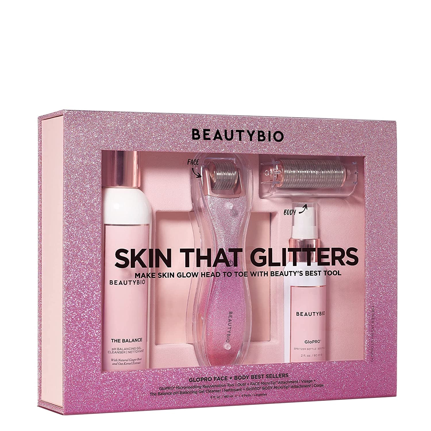 Beautybio Skin That Glitters. Glopro Tool, Face and Body Attachment Heads, the Balance and 5 Prep Pads, 1 Ct.