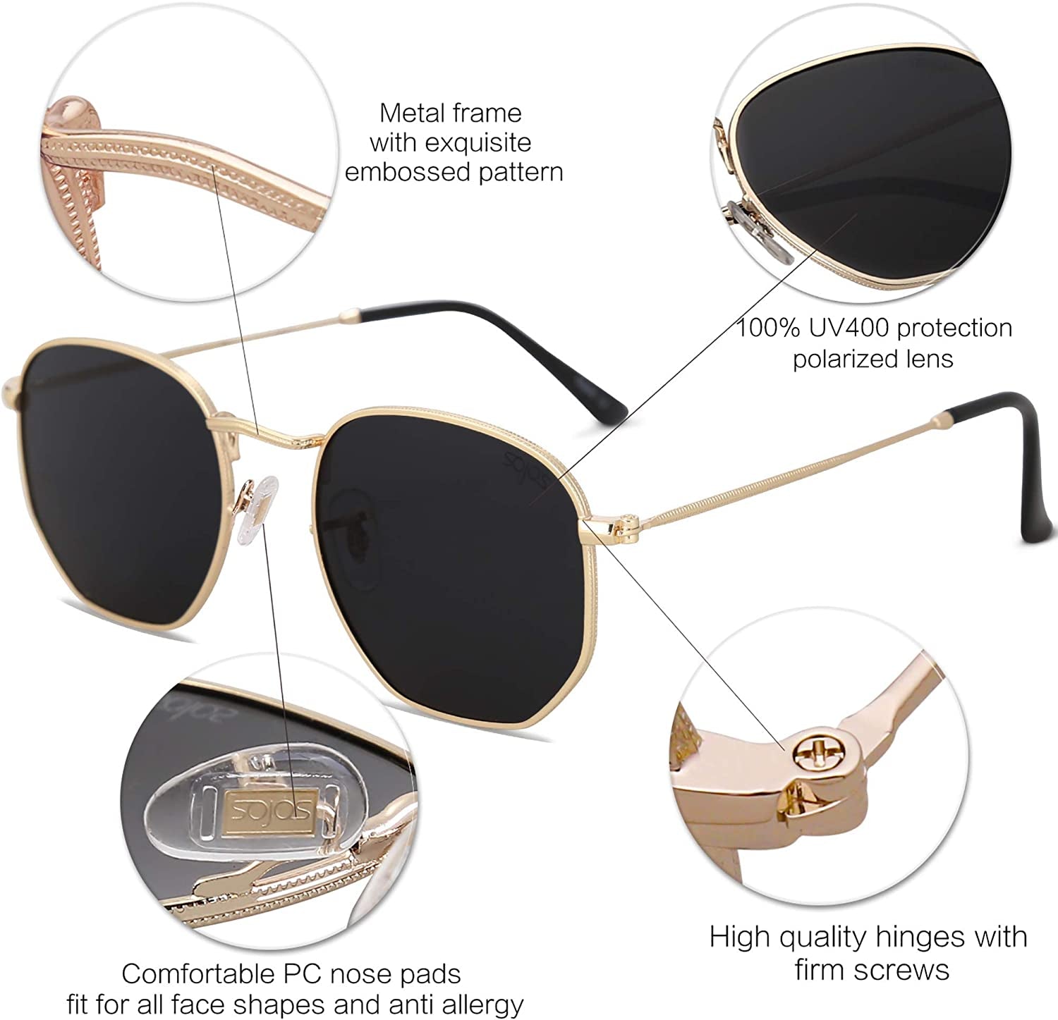 Small Square Polarized Sunglasses for Men and Women Polygon Mirrored Lens SJ1072
