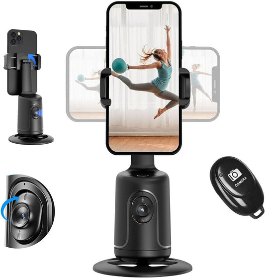 Auto Face Tracking Tripod 360° Rotation - Auto Tracking Phone Holder with Remote, No App, Smart Shooting Phone Holder Moving Tripod for Iphone Content Creator Essentials for Video Live Vlog Stream
