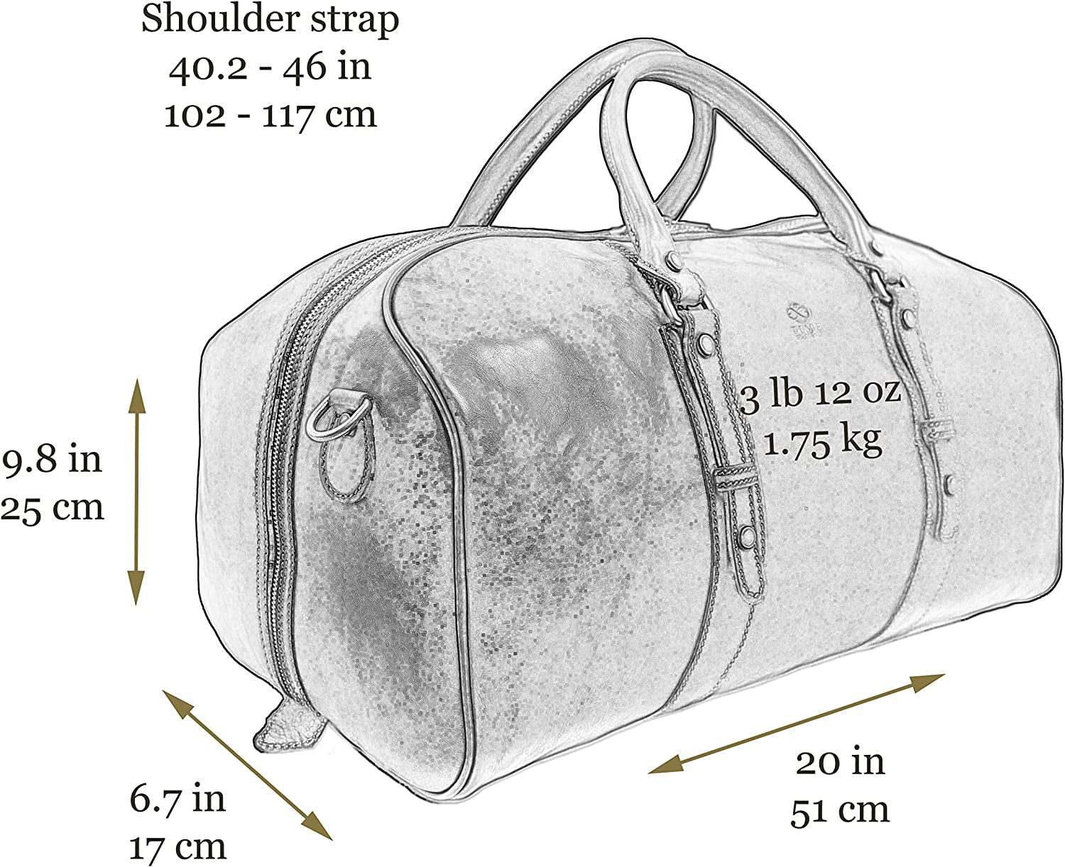Leather Travel Bag Duffel Bag Full Grain Leather Weekender -  (Cognac)