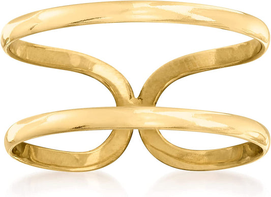 RS Pure by Ross-Simons 14Kt Yellow Gold 2-Band Open-Space Ring