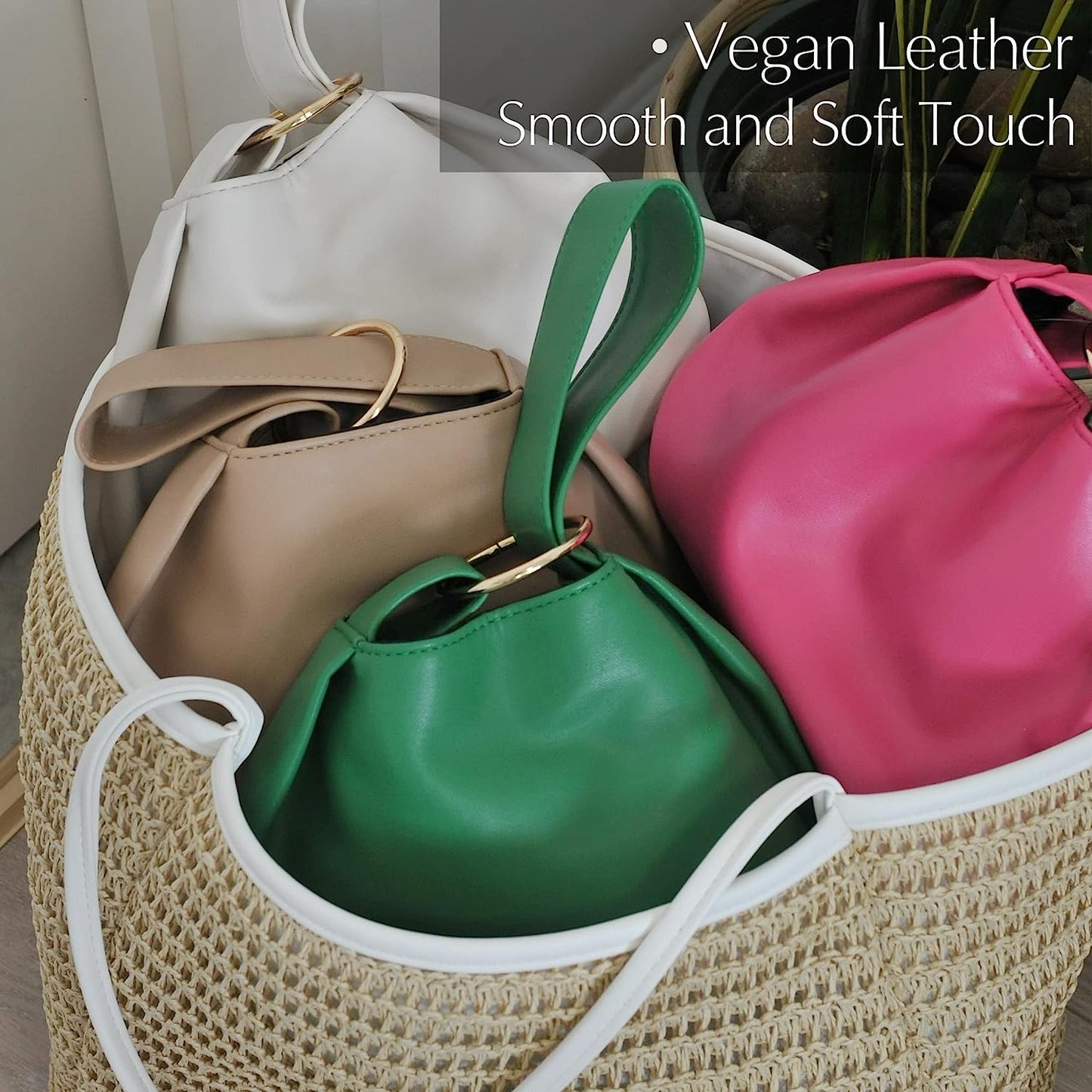 Women'S Clutch Soft Vegan Leather Hobo Top Handle Bag Small Tote Purse