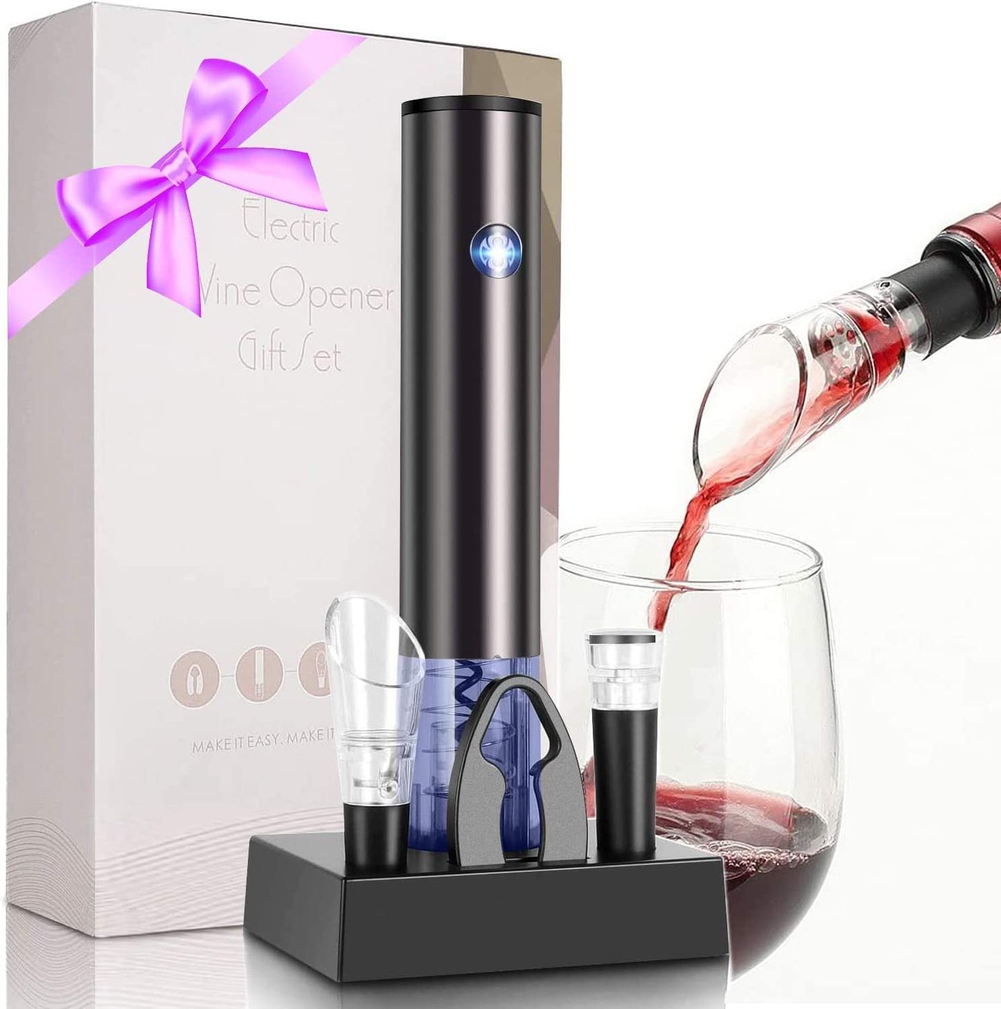 Wine Aerator Electric Wine Decanter Best Sellers One Touch Red -White Wine Accessories Aeration Work with Wine Opener for Beginner Enthusiast - Spout Pourer - Wine Preserver