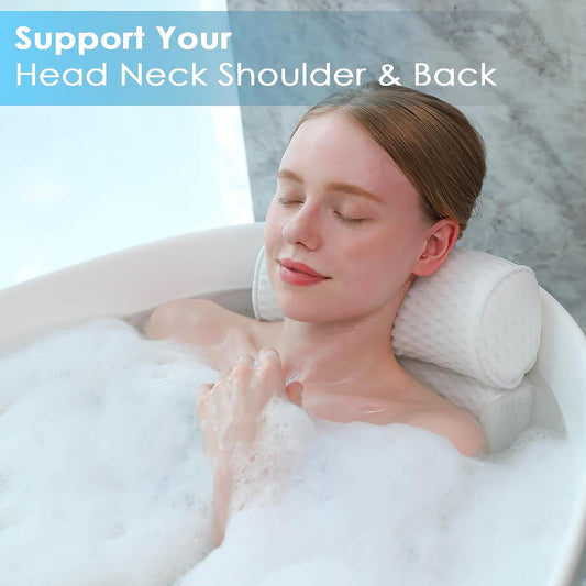Bathtub Pillow Headrest Bath Pillows for Tub Neck and Back Support with Non Slip Suction Cups Spa Bath Cushion Relaxing Bathroom Accessories