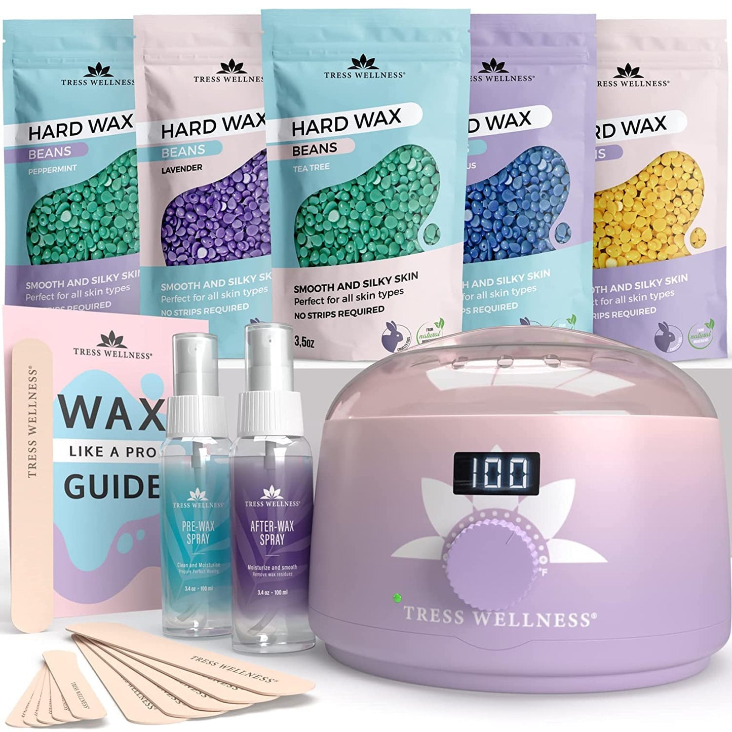 Tress Wellness Waxing Kit for Brazilian Wax +Wax Warmer +Easy to Use +For Sensitive Skin