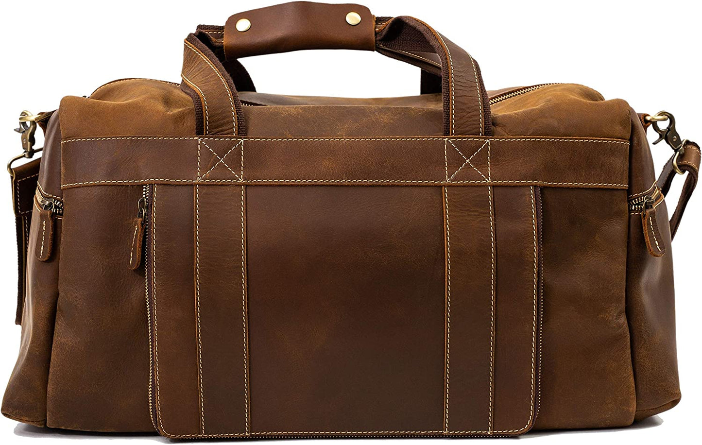 Genuine Leather Travel Duffel Bag | Oversized Weekend Luggage | Buffalo Leather Duffle Bag for Men / Women | Sports Gym Overnight Carry-On Bag | Great Gift Idea