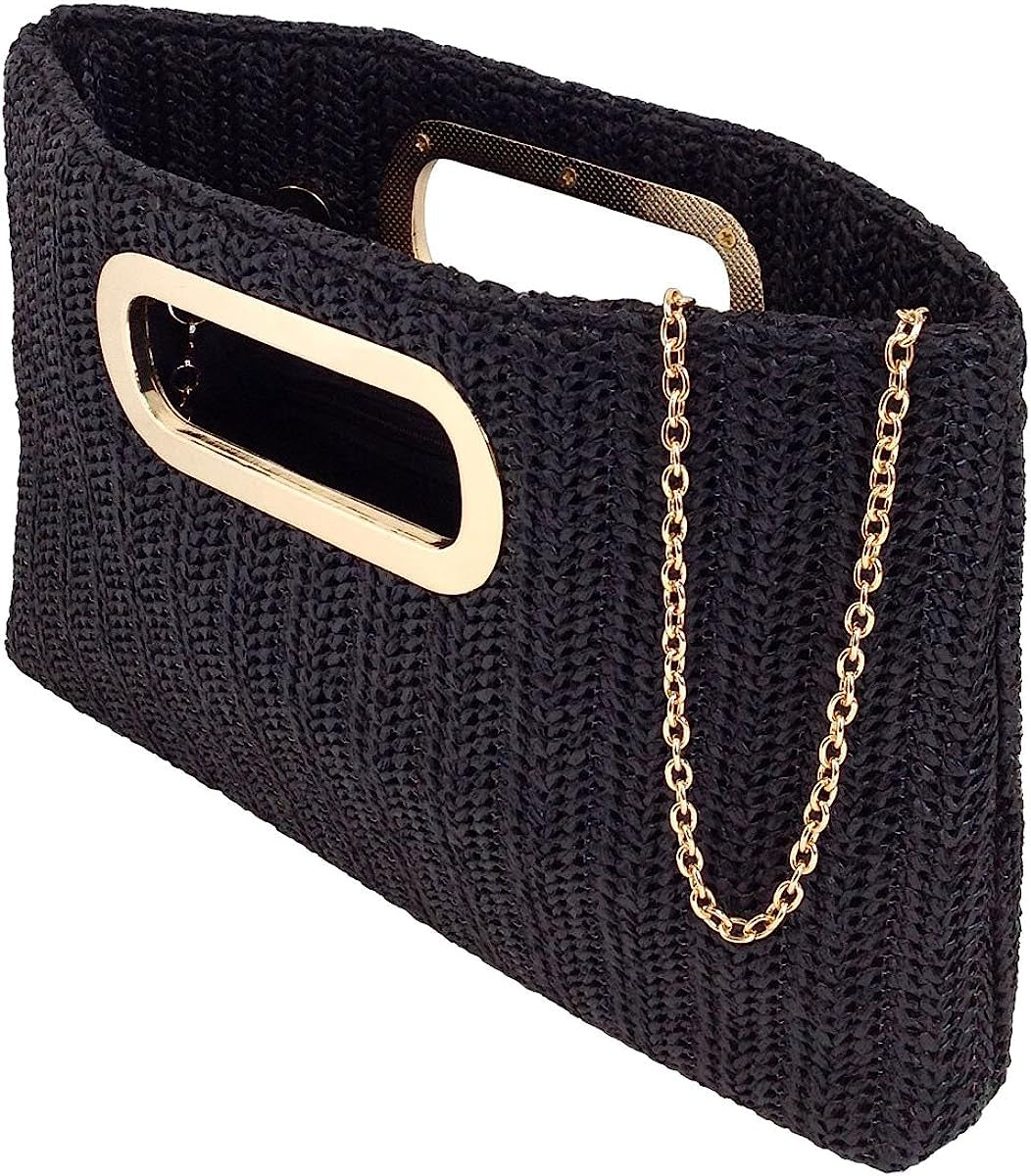 Top Handle Straw Clutch