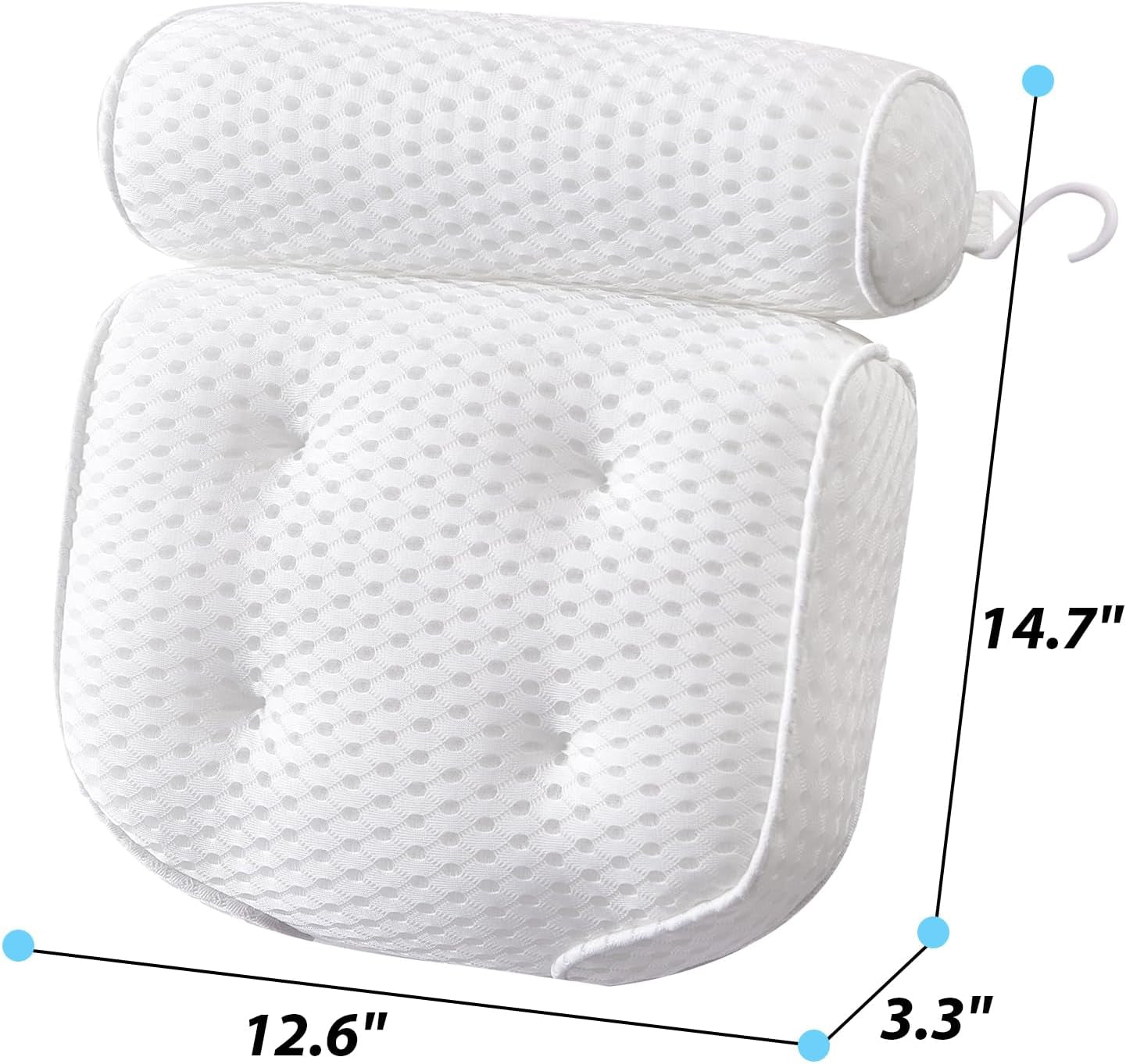 Bathtub Pillow Headrest Bath Pillows for Tub Neck and Back Support with Non Slip Suction Cups Spa Bath Cushion Relaxing Bathroom Accessories