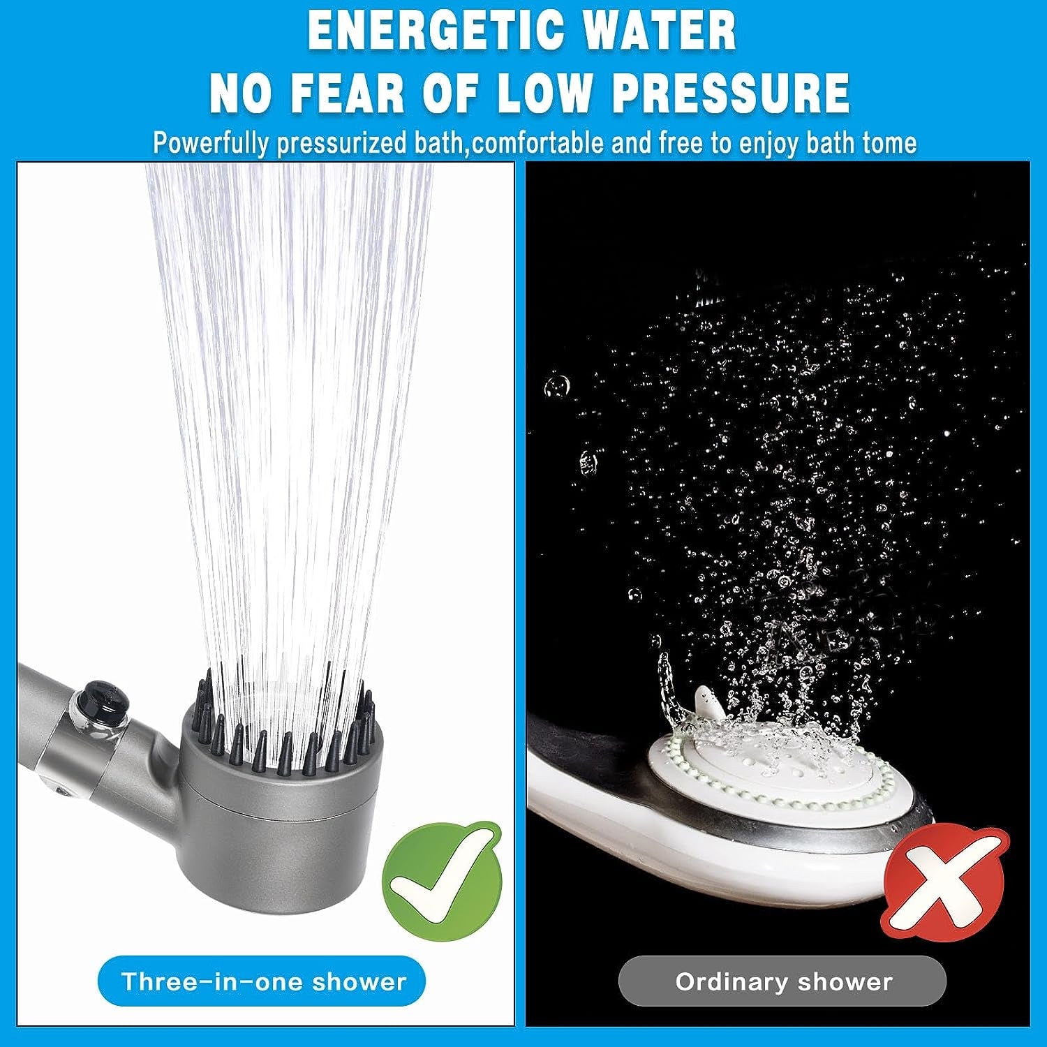 Shower Heads with Handheld Spray Combo,High Pressure Shower Heads,Shower Head Filters,3 Modes Filtered Shower Head with Hose 60'',Bracket,Rubber Washers,Apartment Must Haves