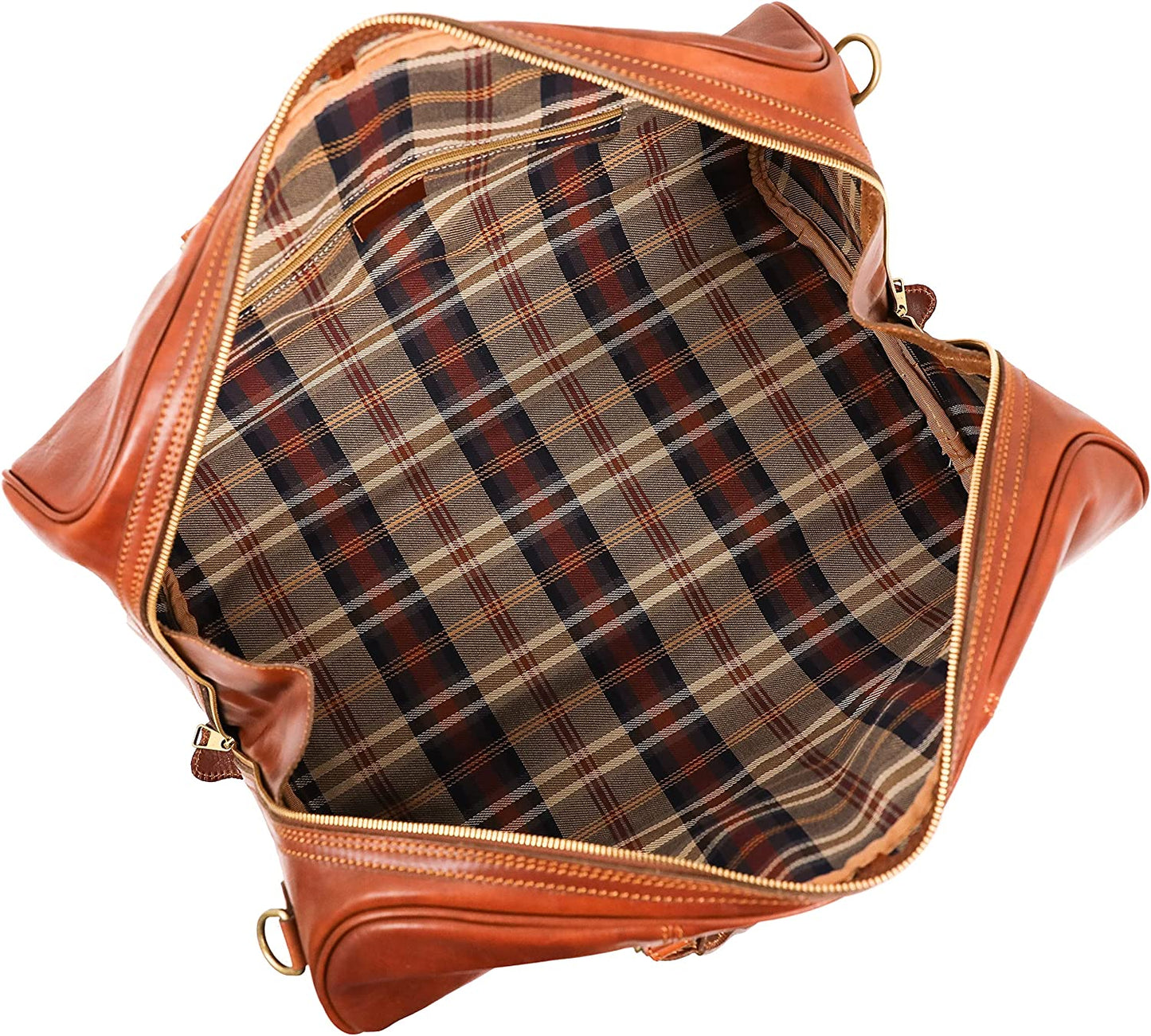 Leather Travel Bag Duffel Bag Full Grain Leather Weekender -  (Cognac)